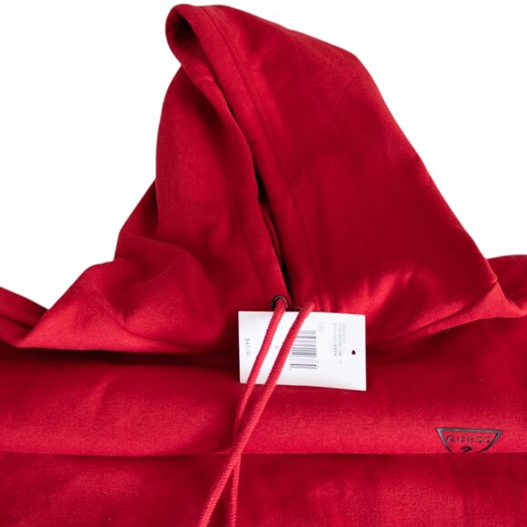 Guess NWT 2-Piece Red and Black Crop Top Hooded Sweatshirt With Joggers - Picture 4 of 13